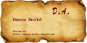 Dencs Anikó névjegykártya